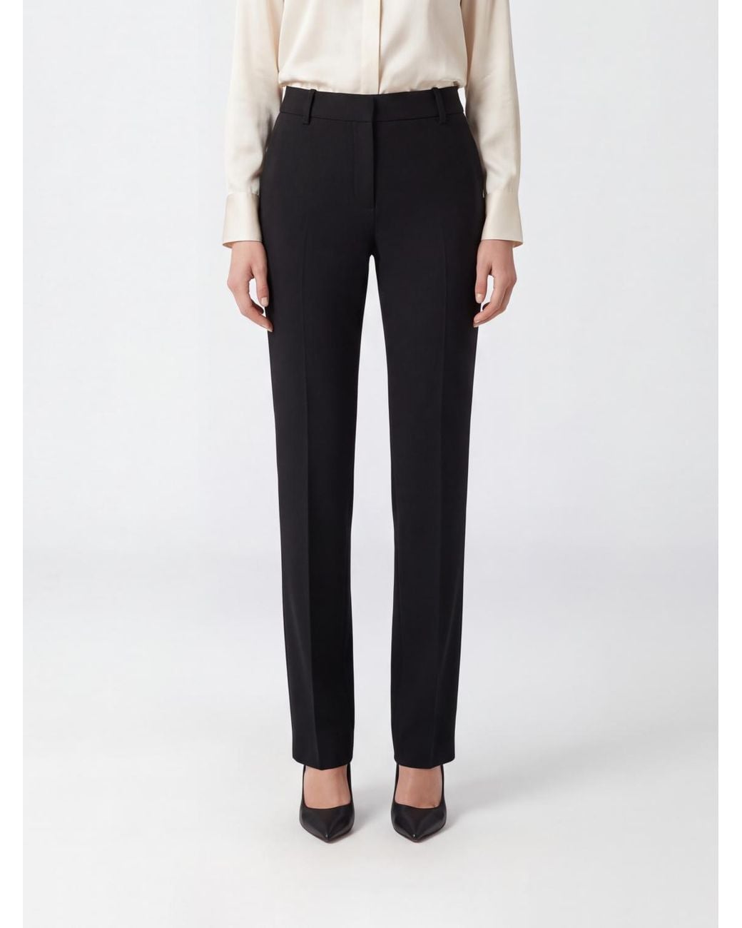 Ermanno Scervino Black Sartorial Straight-Leg Crêpe Trousers With A Slim Fit