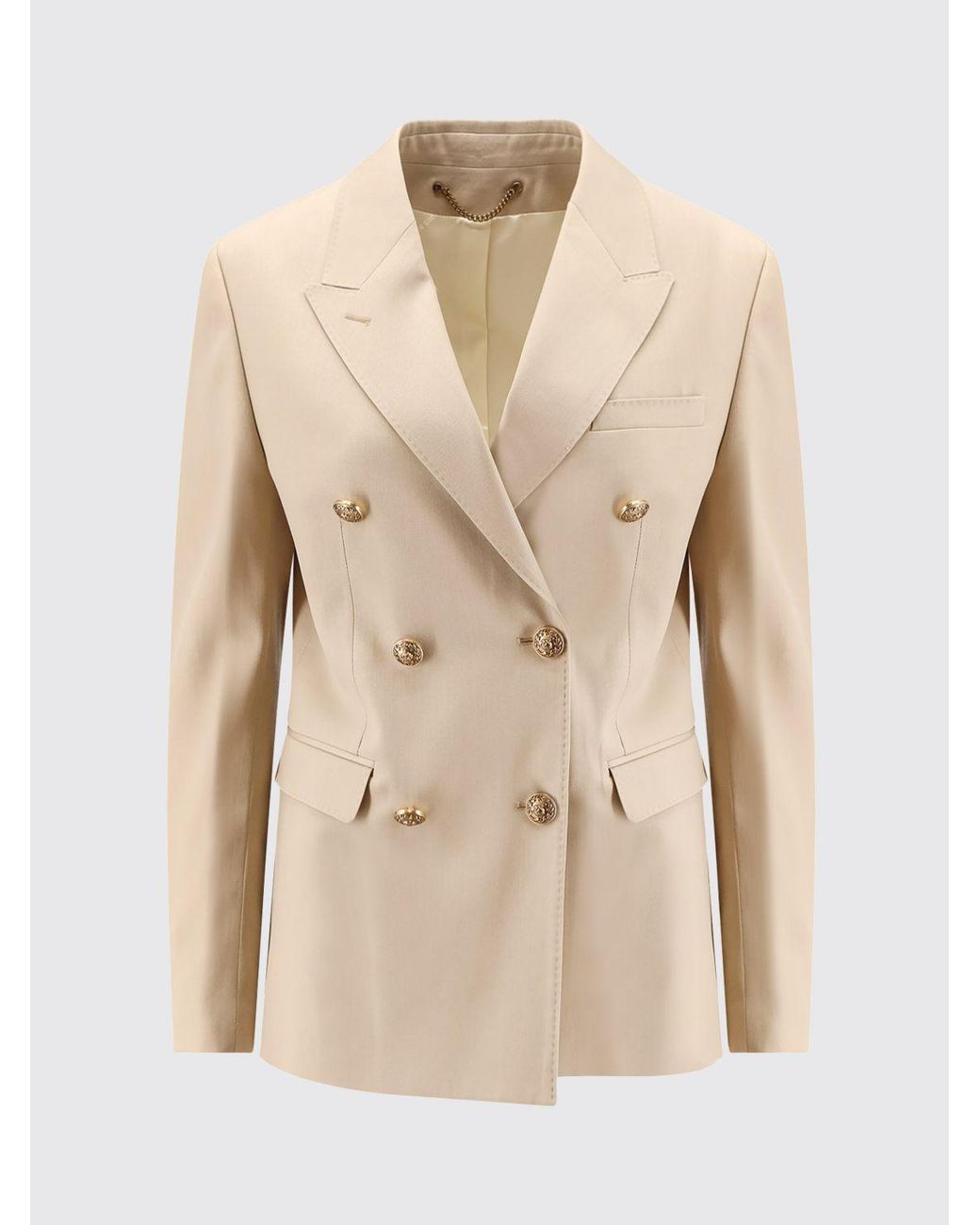 Golden Goose Deluxe Brand Natural Sand Double-Breasted Blazer With Heraldic Buttons
