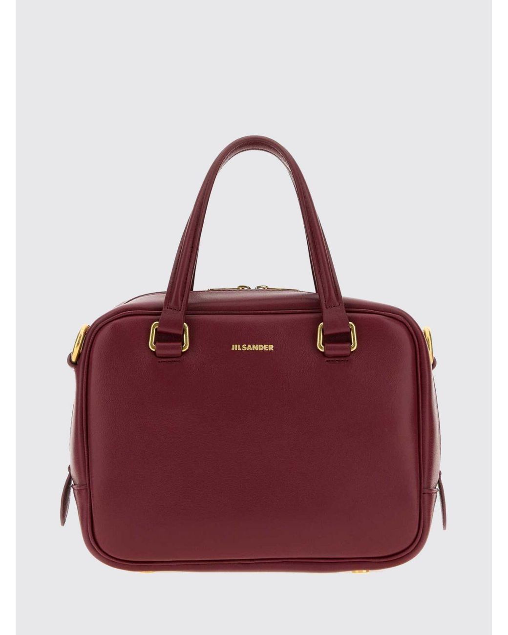 Jil Sander Red Vision Mini Sheepskin Leather Handbag With Double Handle