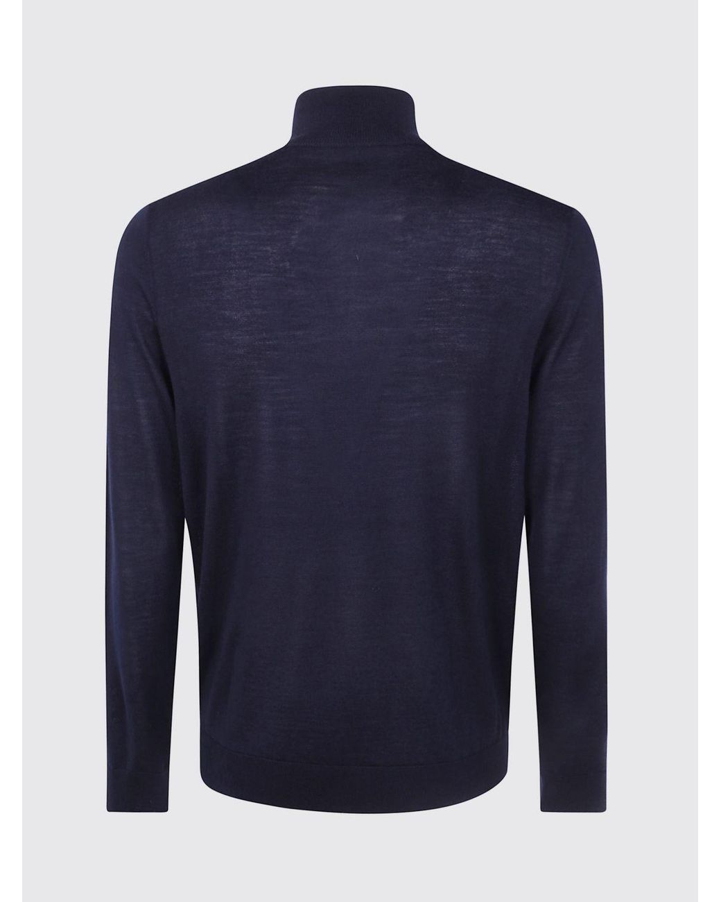 Paul Smith Blue Slim Fit Merino Wool Zip-Up Roll Neck Cardigan for men