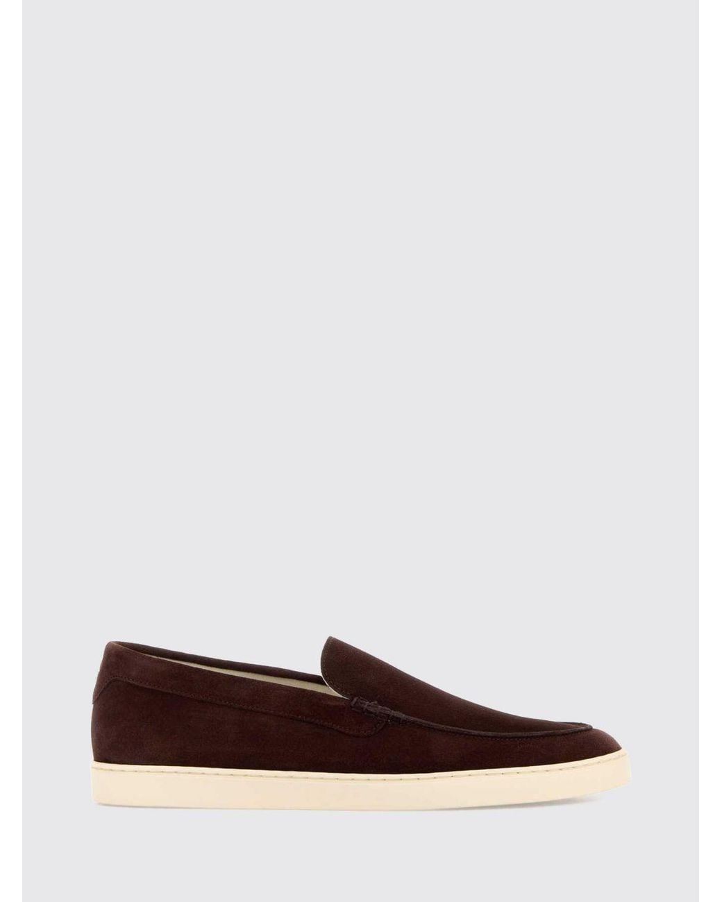 Brunello Cucinelli Brown Suede Calfskin Loafers With Rubber Sole for men