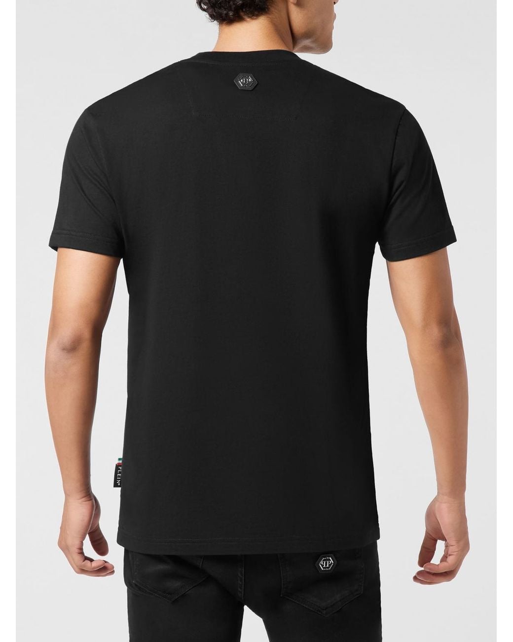 Philipp Plein Black Cotton T-Shirt With Logo for men