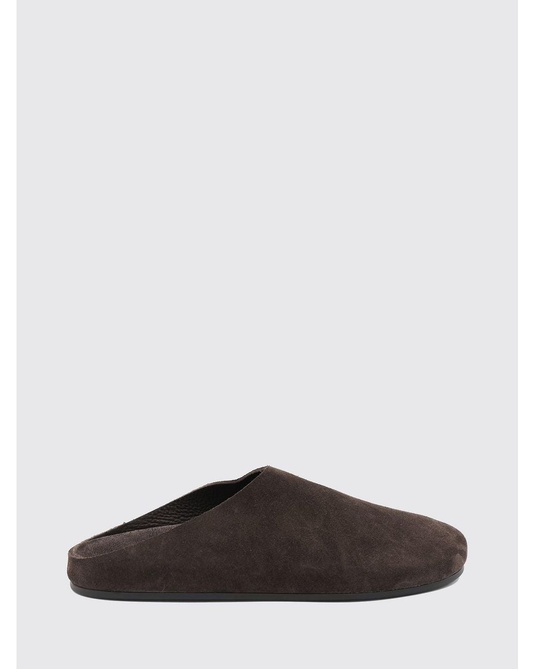 The Row Brown Hudson Suede Low-Heel Mules With Round Toe