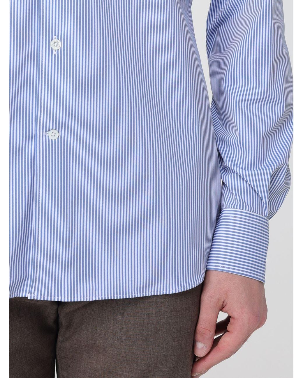 Corneliani Blue Striped Classic Shirt for men