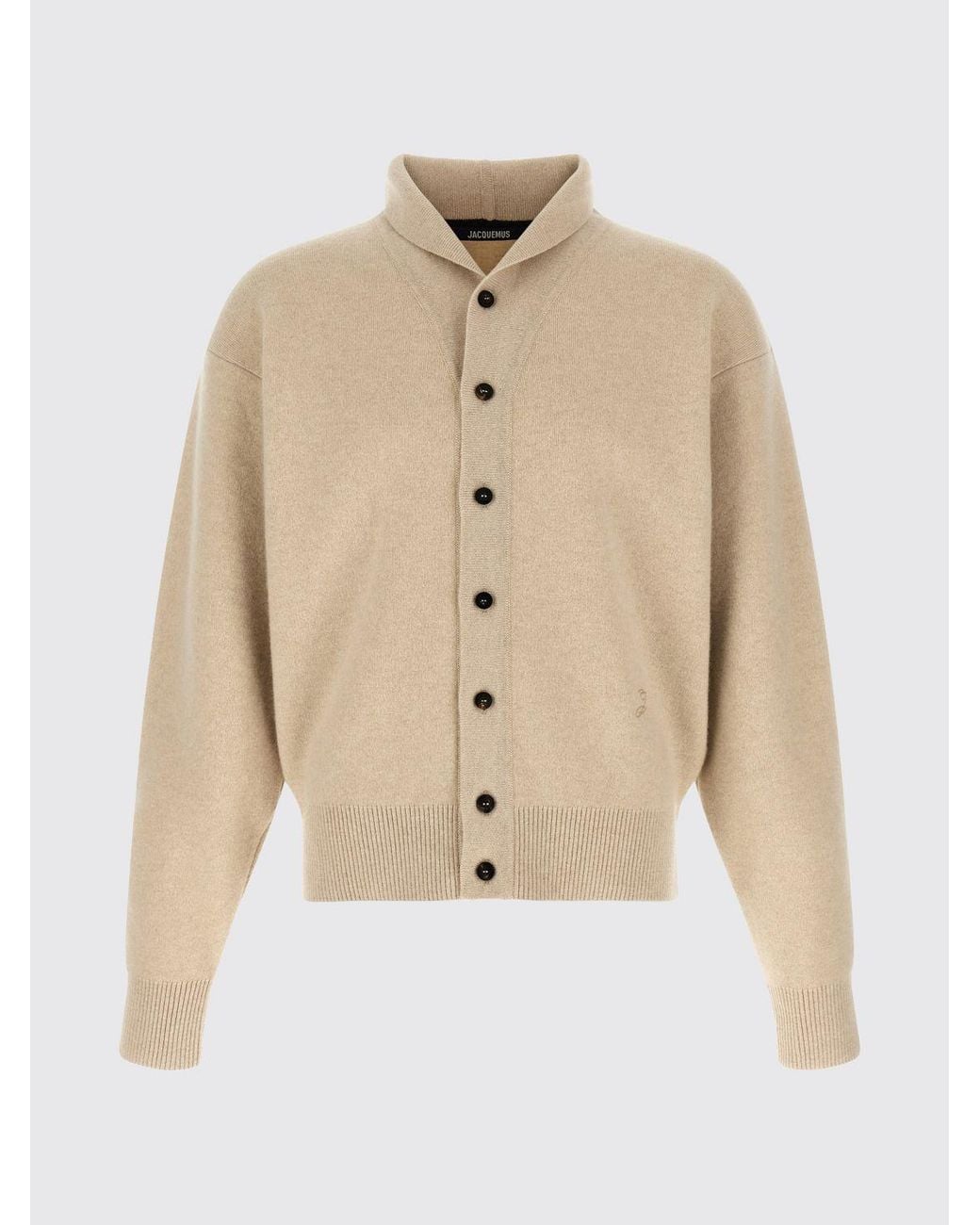 Jacquemus Natural Shawl Collar Merino Wool And Cashmere Cardigan for men