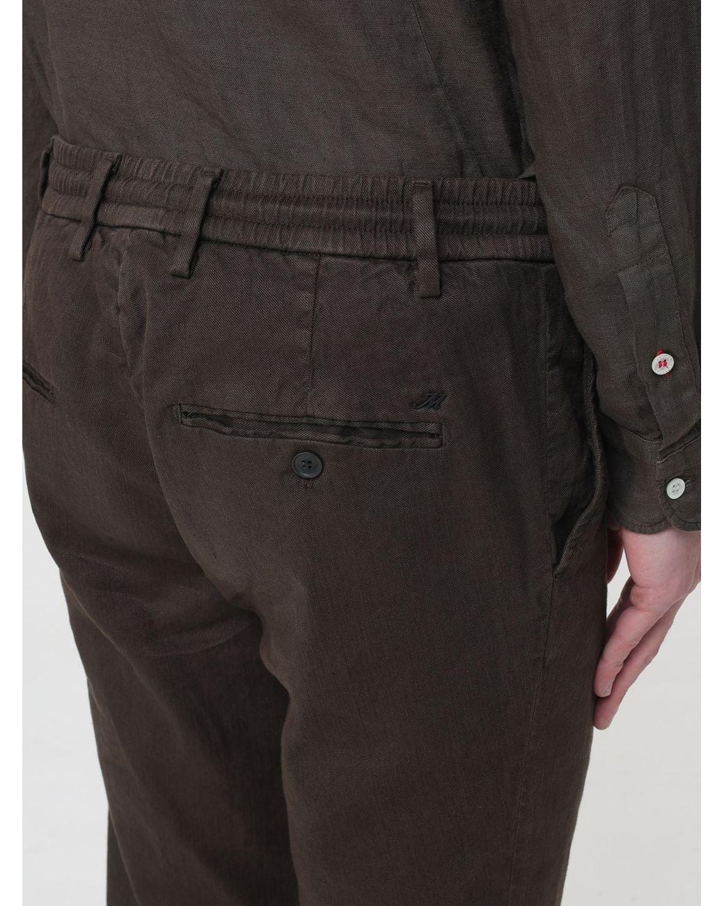 Mason's Black Linen And Cotton Blend Drawstring Trousers for men