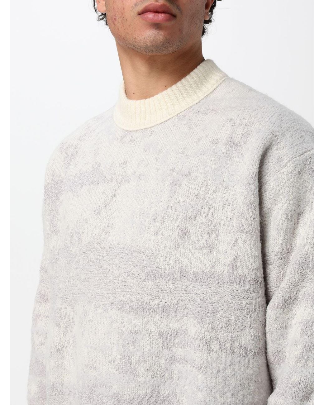Boss Gray Crewneck Jumper With Dropped Shoulders And Ribbed Trims for men