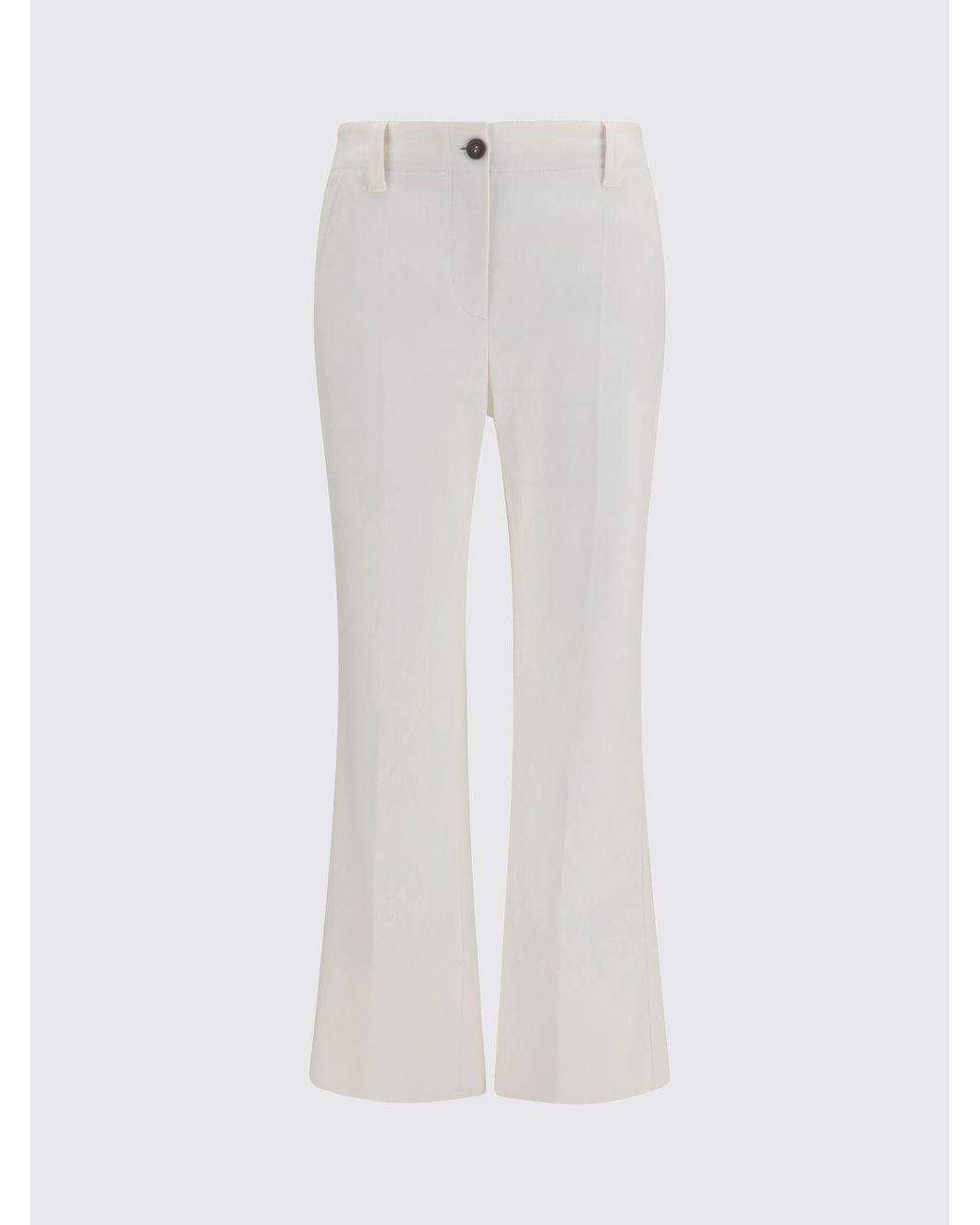 Brunello Cucinelli White Straight Cotton Trousers