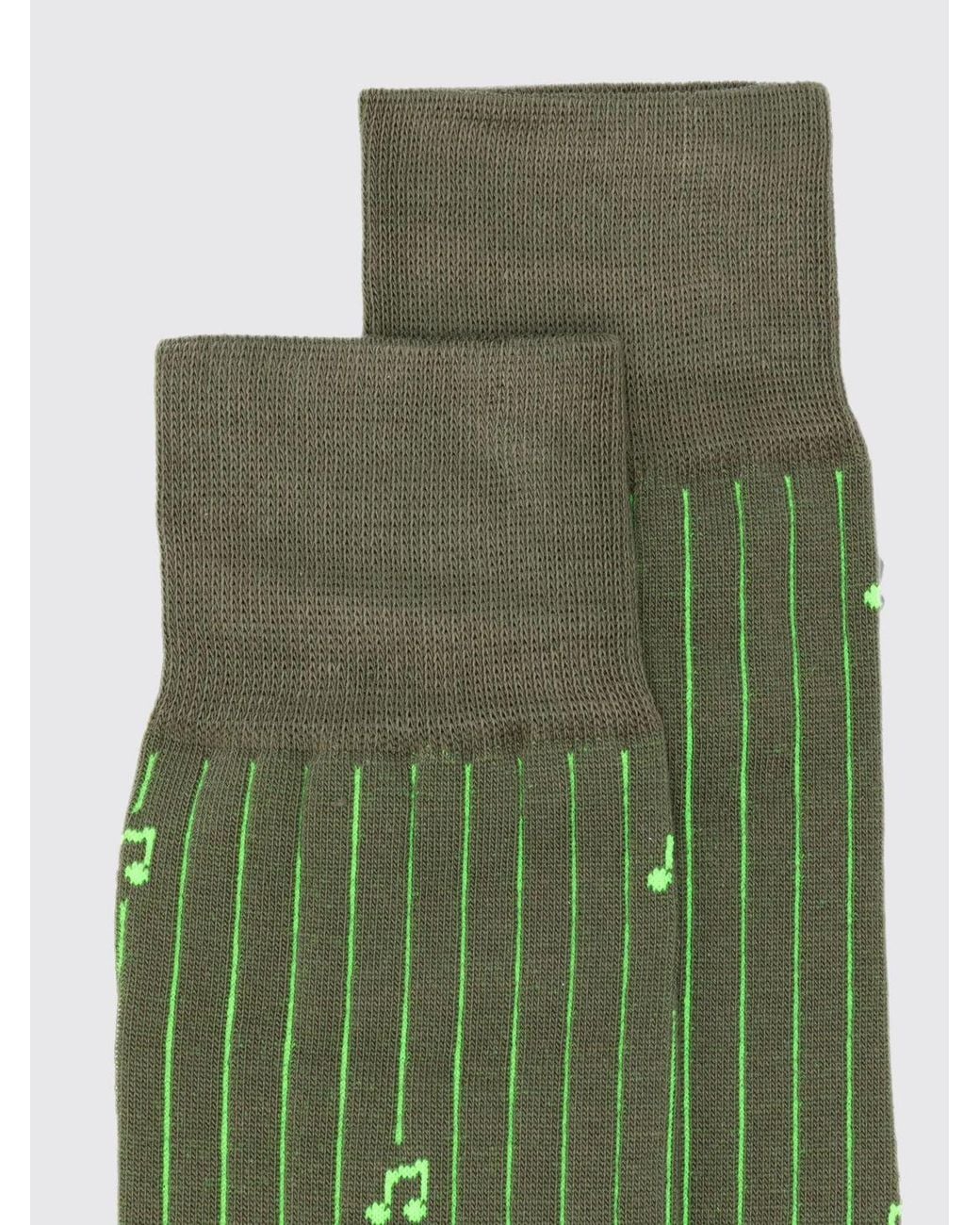 Paul Smith Green Calf-High Striped Socks With Graphic Print for men