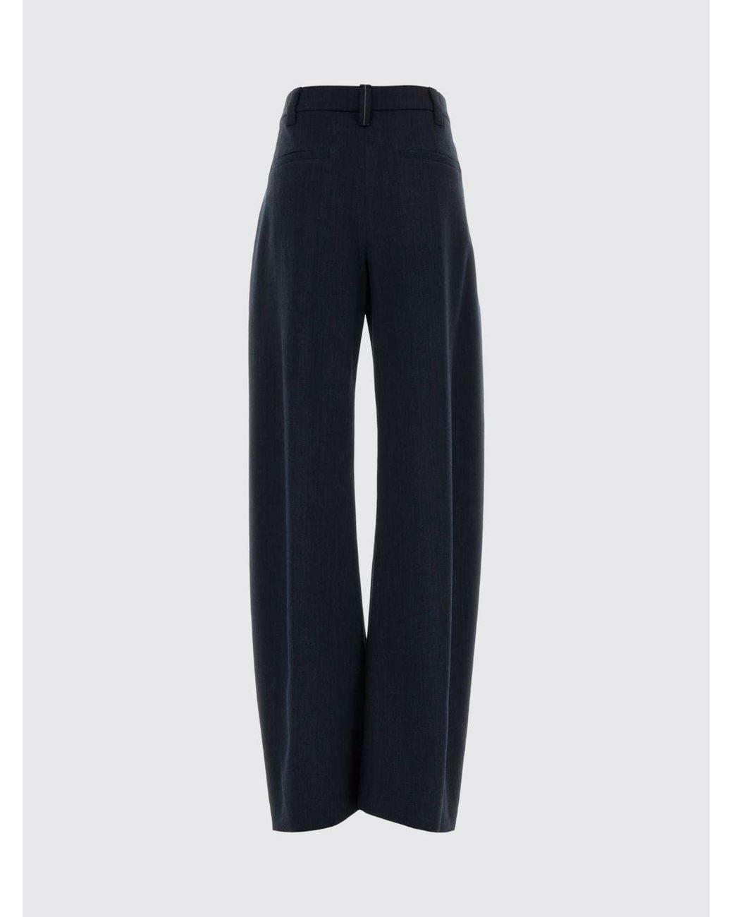 Brunello Cucinelli Blue Tailored Wide-Leg Virgin Wool Trousers With Pleats