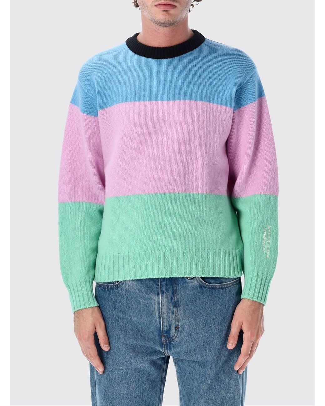 J.W. Anderson Red Striped Pure Wool Crewneck Jumper With Dropped Shoulders for men