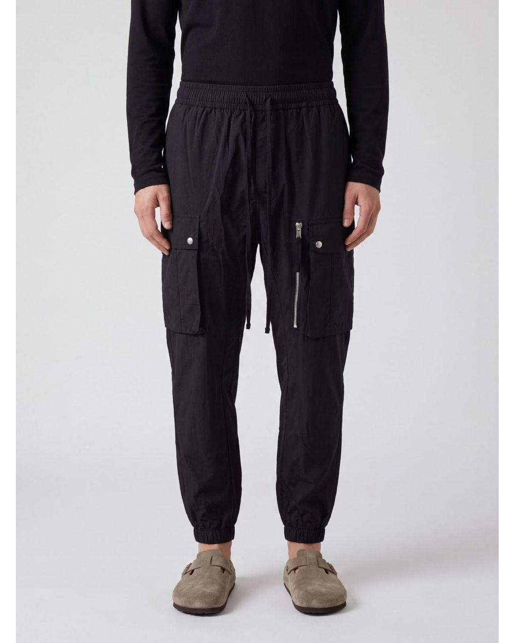 Thom Krom Black Technical Fabric Cargo Joggers With Drawstring for men