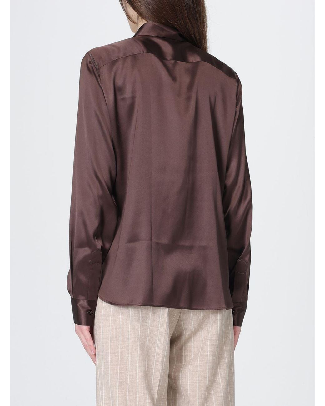 Camicia Con Plastron di Tagliatore in Brown