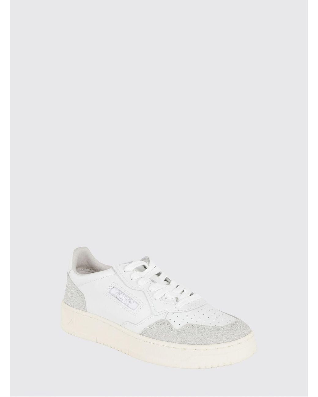 Autry Natural Medalist Low Leather And Glitter Sneakers
