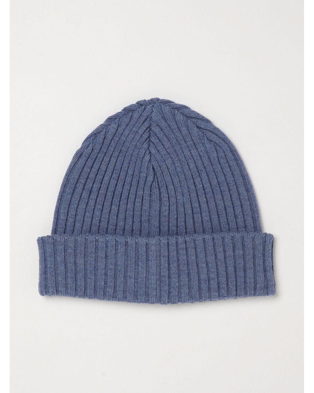 Paul & Shark Blue Paul &Amp Shark Solid Color Pure Wool Beanie Hat for men