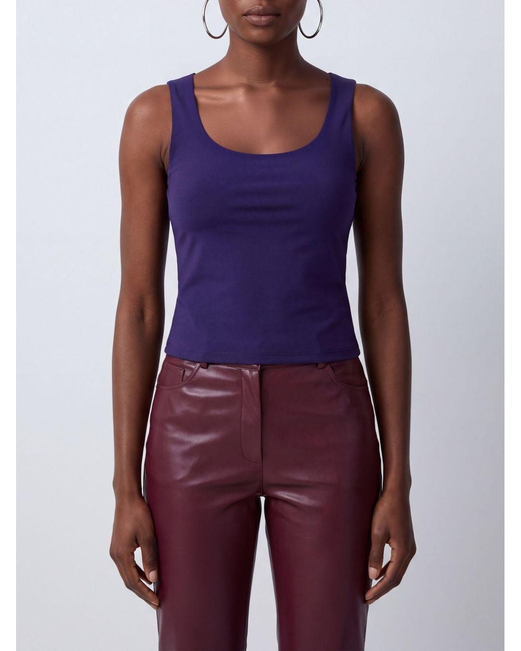 Eres Purple Off-The-Shoulder Jersey Top With Cut-Out Detail And Slim Fit