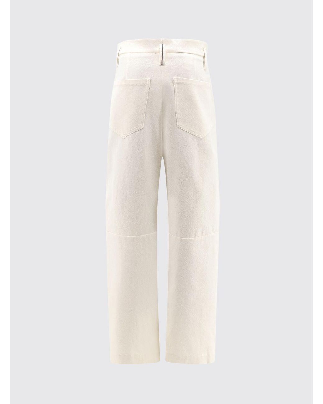Brunello Cucinelli White High-Waisted Palazzo Trousers With Monili