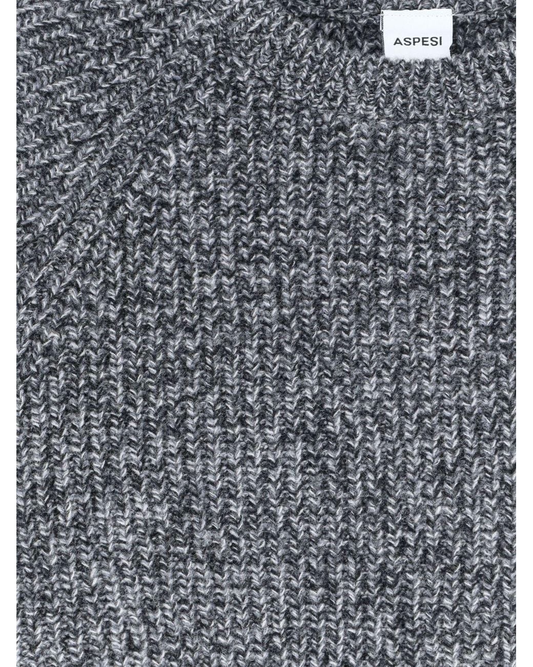 Aspesi Blue Langärmliger Pullover Aus Reiner Wolle Mit Rundhalsausschnitt