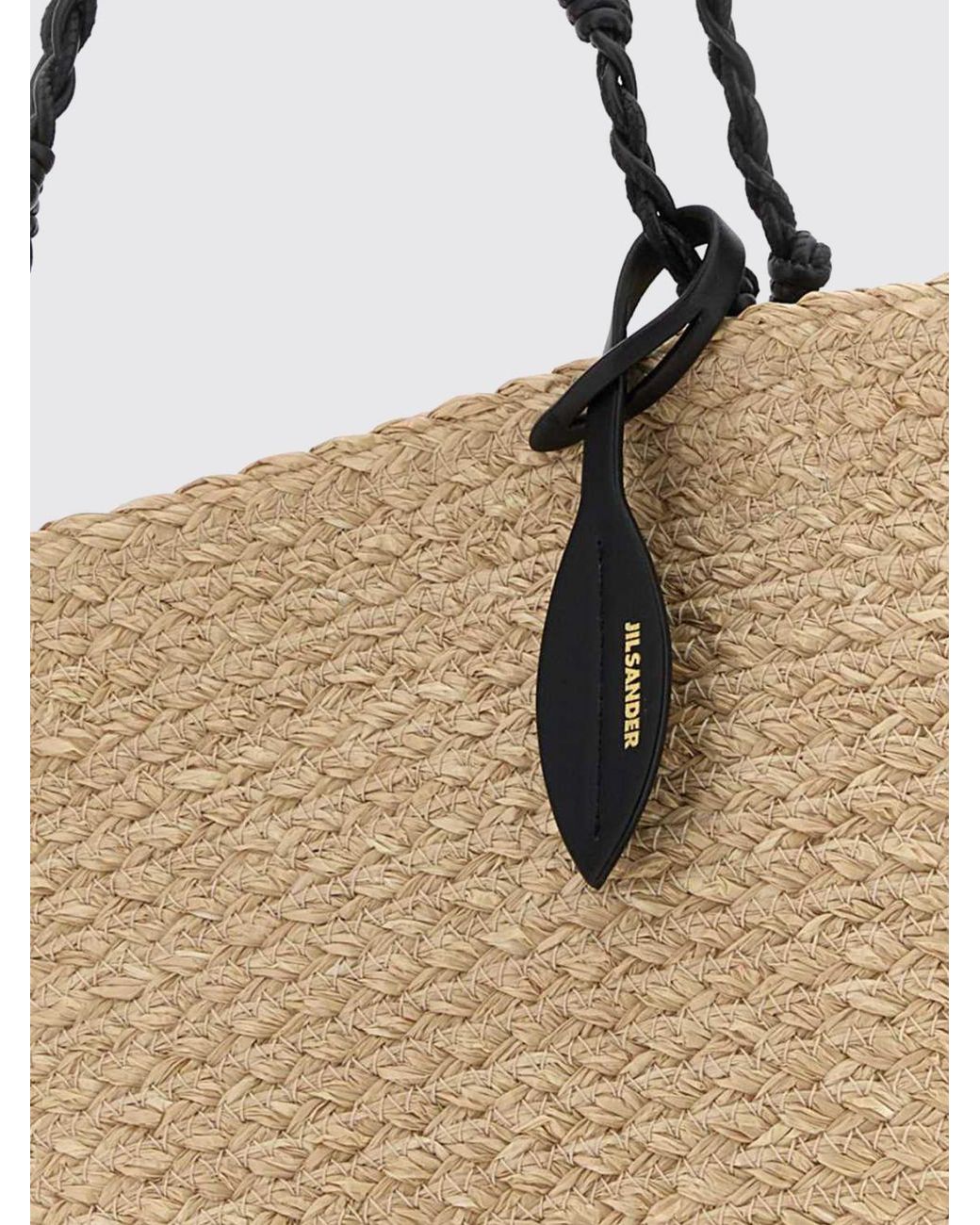 Jil Sander Natural Large Tangle Raffia Tote Bag With Braided Handle