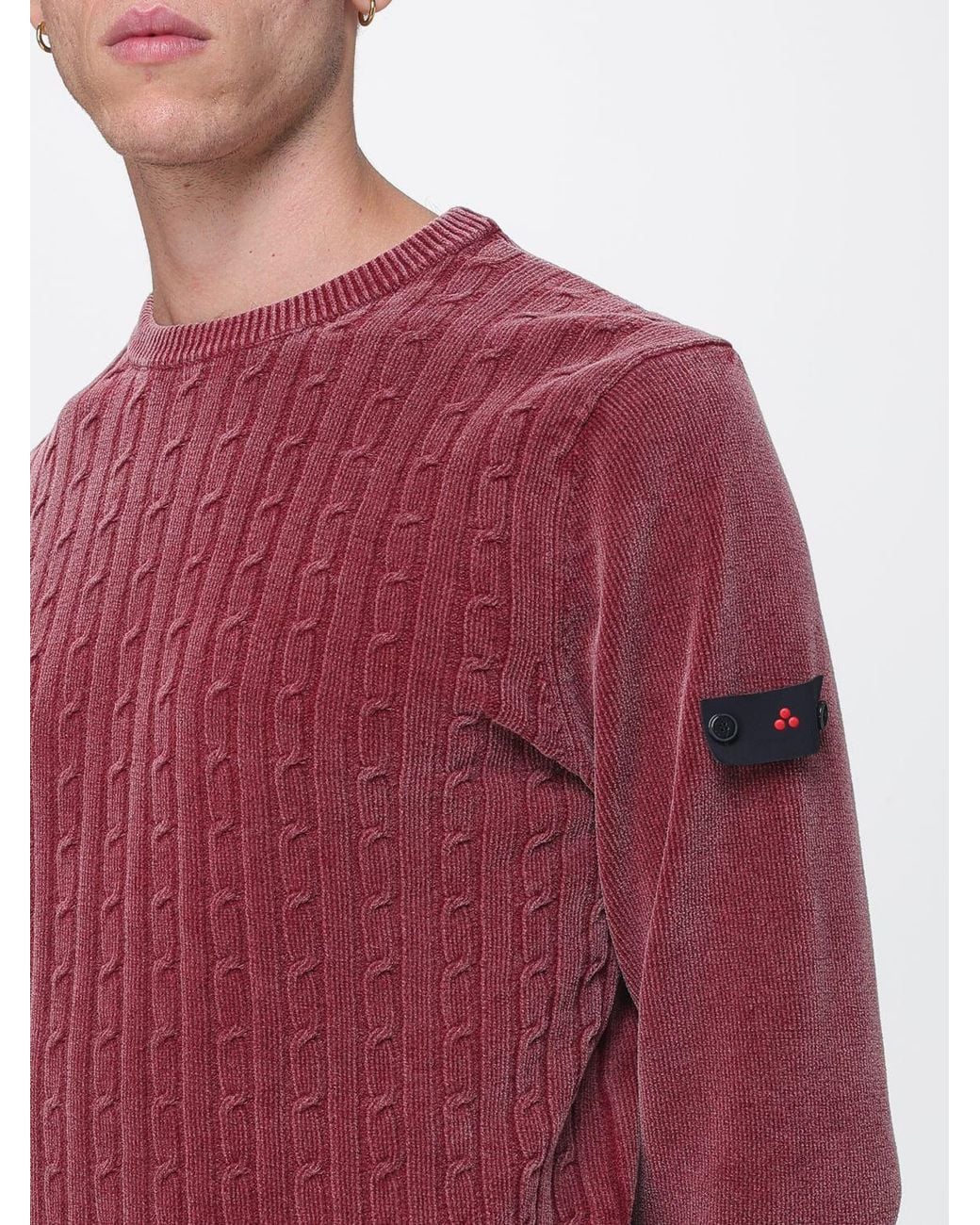 Peuterey Red Crewneck Cotton Jumper With Applied Logo And Ribbed Trims for men