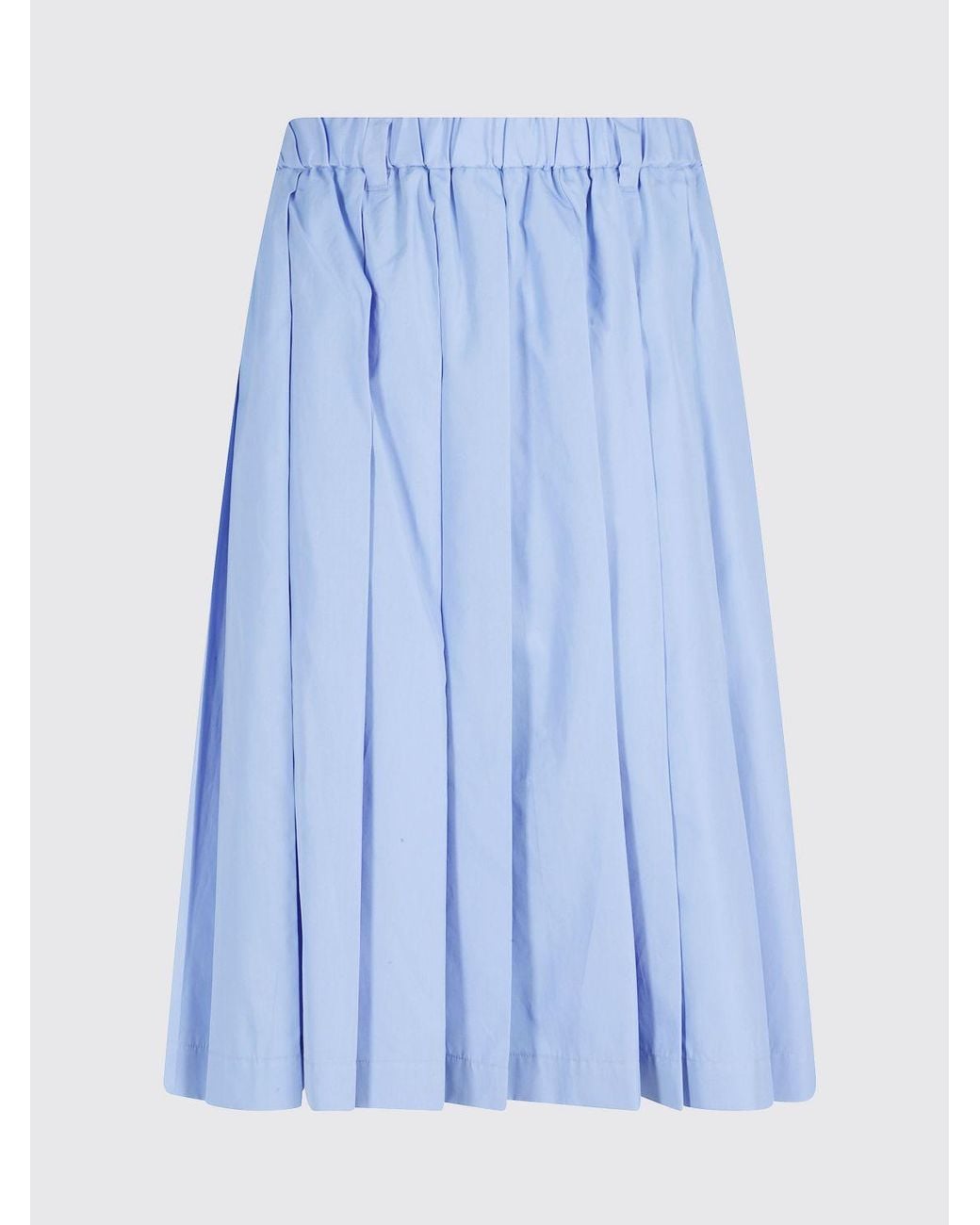 Aspesi Blue Cotton Pleated Skirt