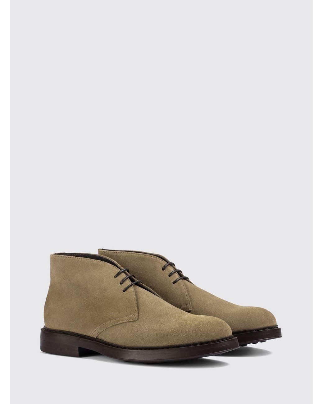 Doucal's Brown Suede Leather Chukka Boots With Rubber Sole for men