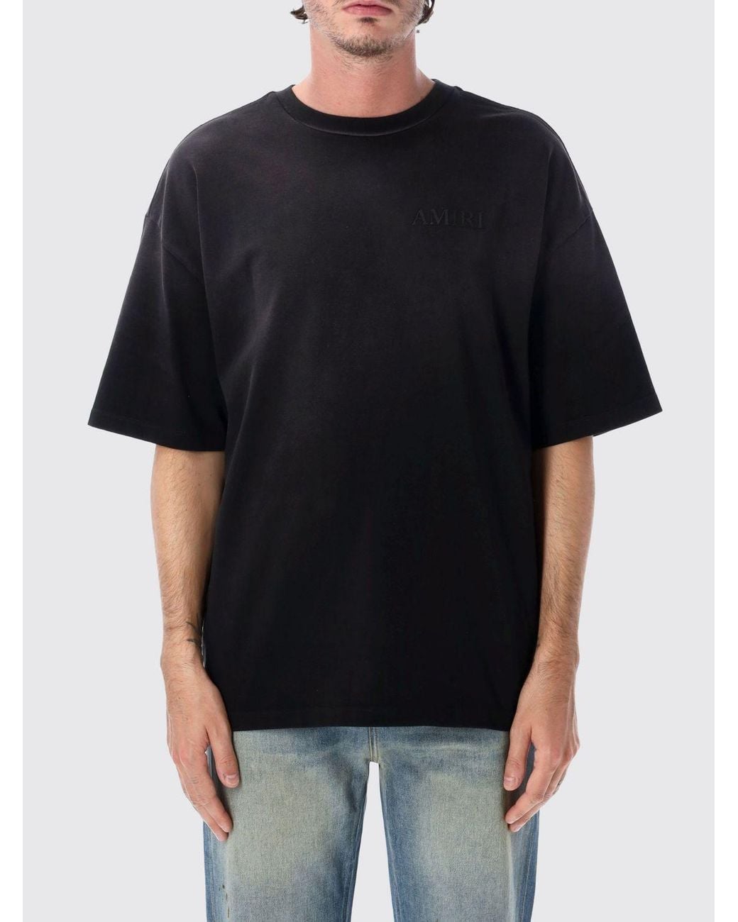 Amiri Black Relaxed-Fit Cotton T-Shirt With A Contrasting Paisley Logo Print for men