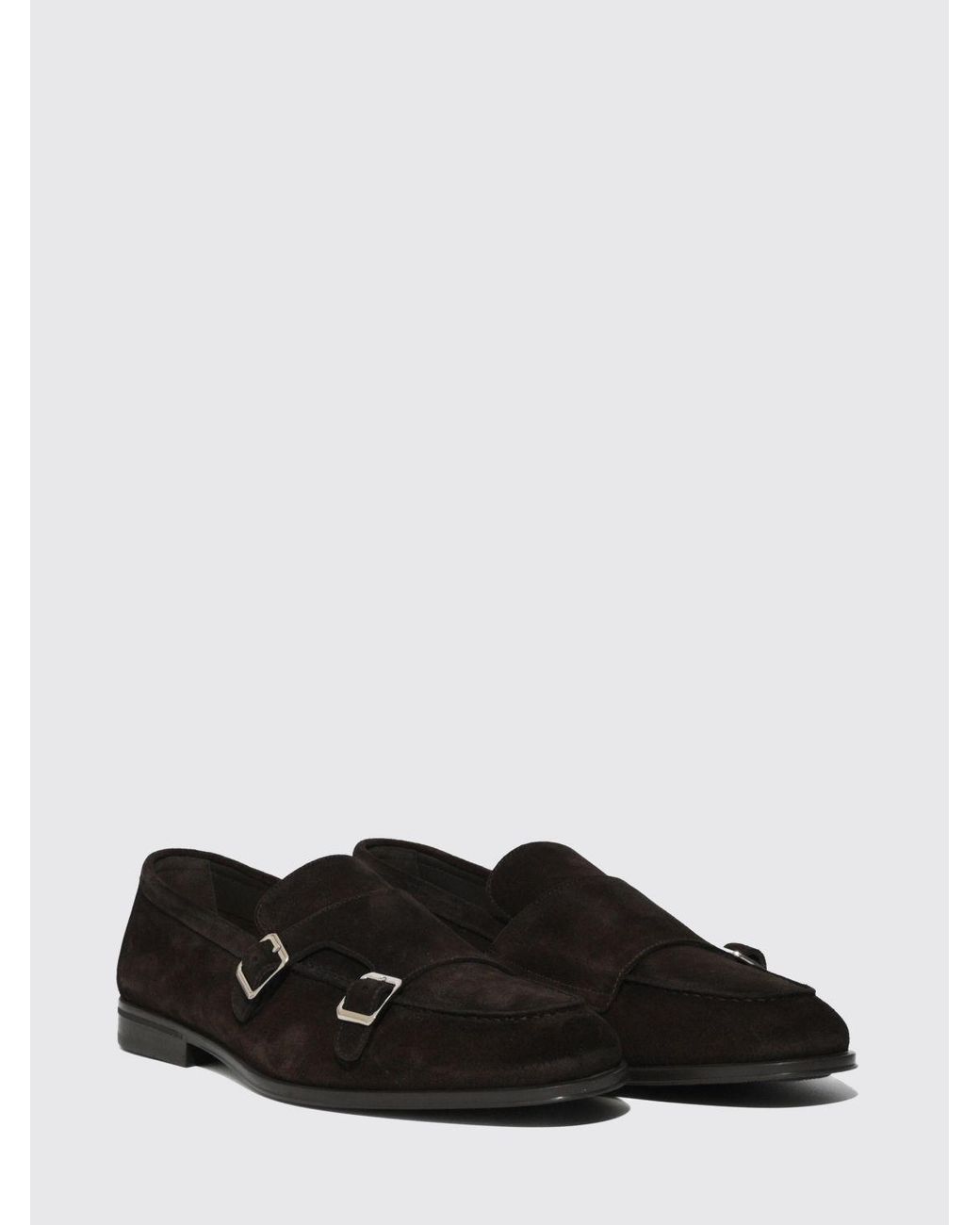 Doucal's White Suede Monk Strap Shoes for men