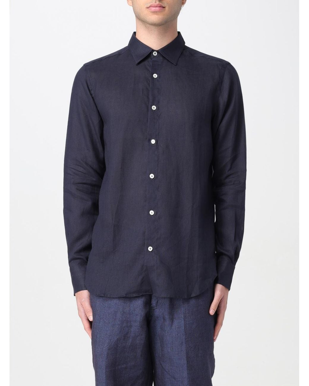 Kampos Blue Classic Linen Shirt for men