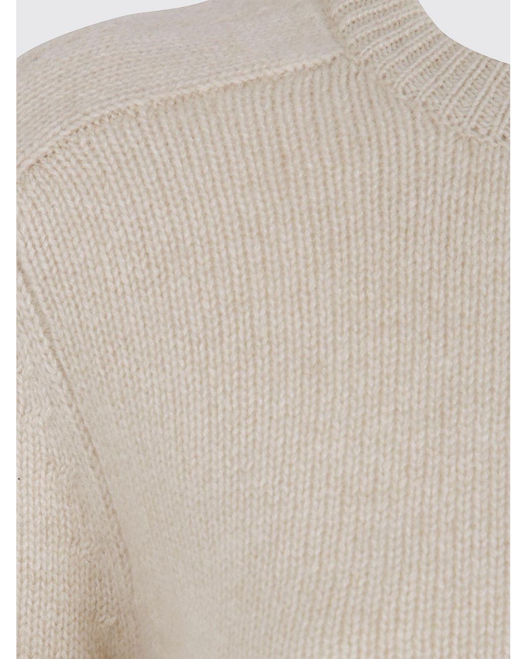Kujten Natural 100% Cashmere Crewneck Jumper With Long Sleeves And Ribbed Trims