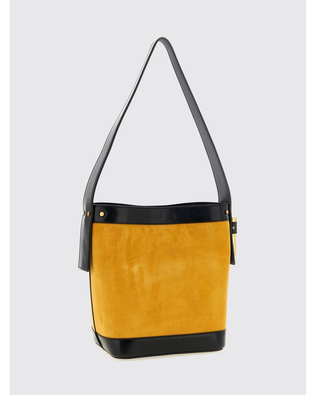 Versace White Pivot Suede Bucket Bag With Medusa Logo And Metal Mesh