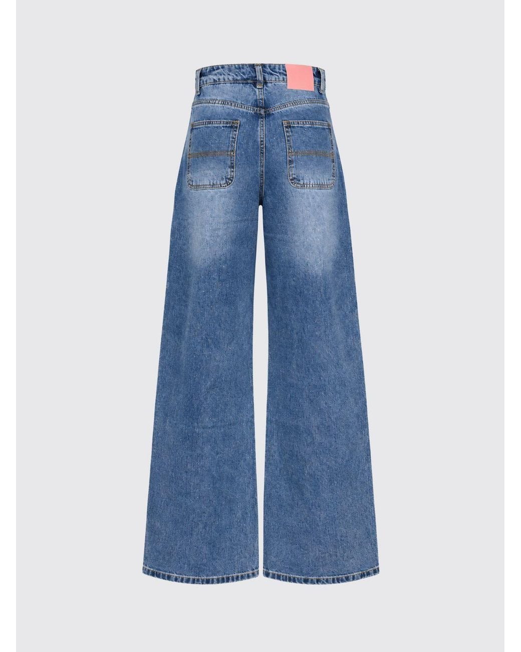Twentyfourhaitch Blue High-Waisted Wide-Leg Cotton Denim Jeans