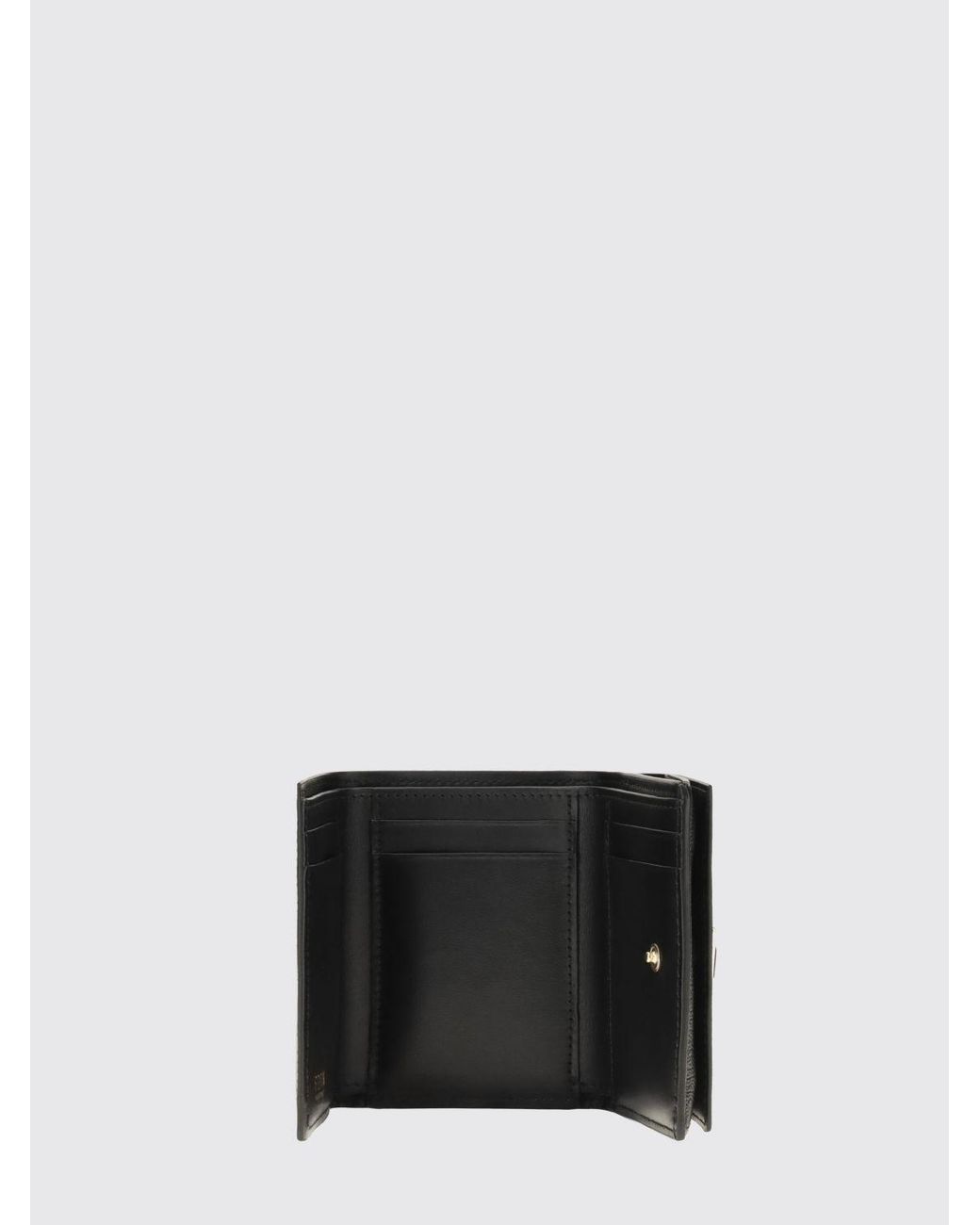 Cartera De Tres Pliegues De Piel Con Monograma Ff Y Cierre A Presión Fendi de color Black