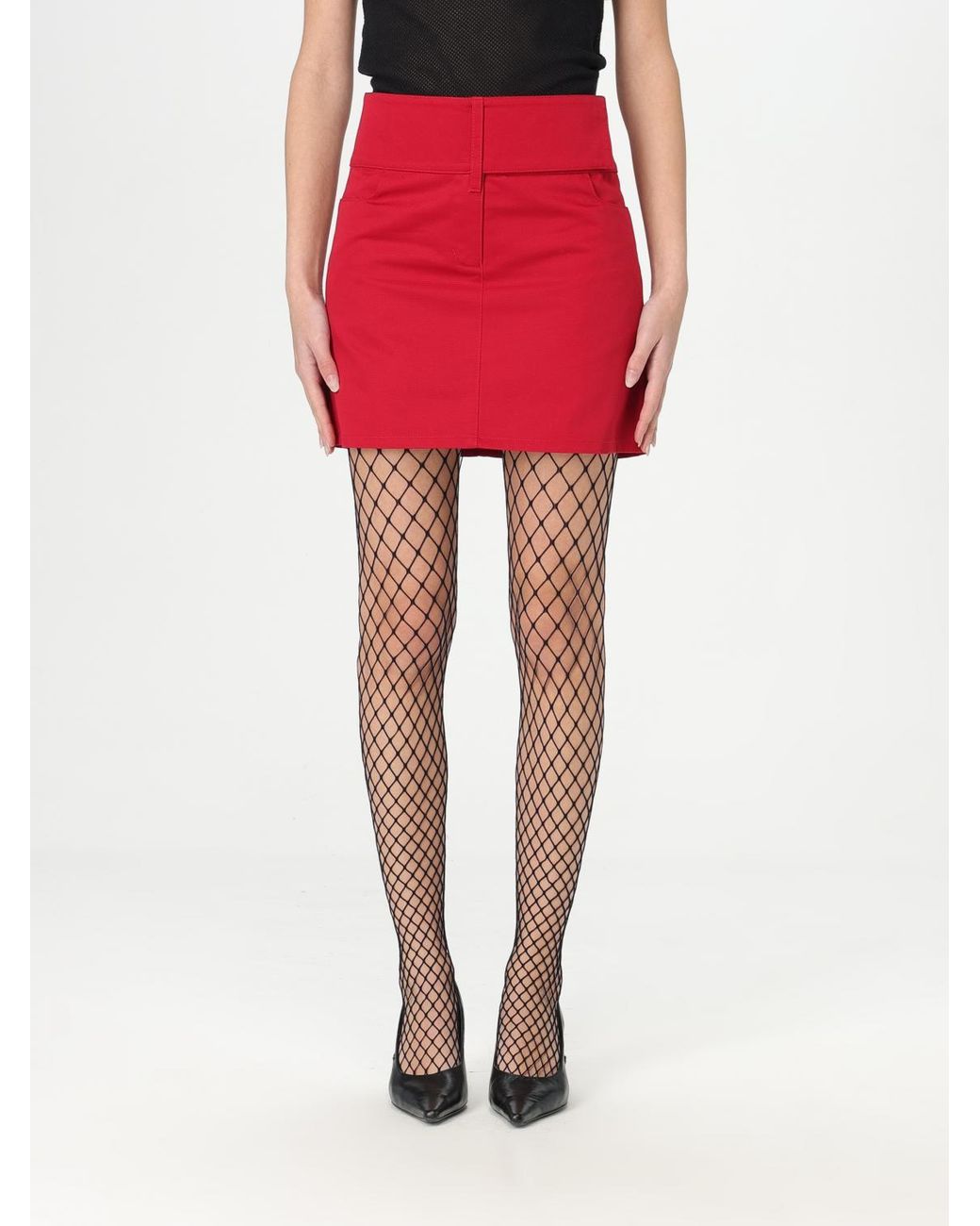 Courreges Red Mini Skirt With Belted Waist