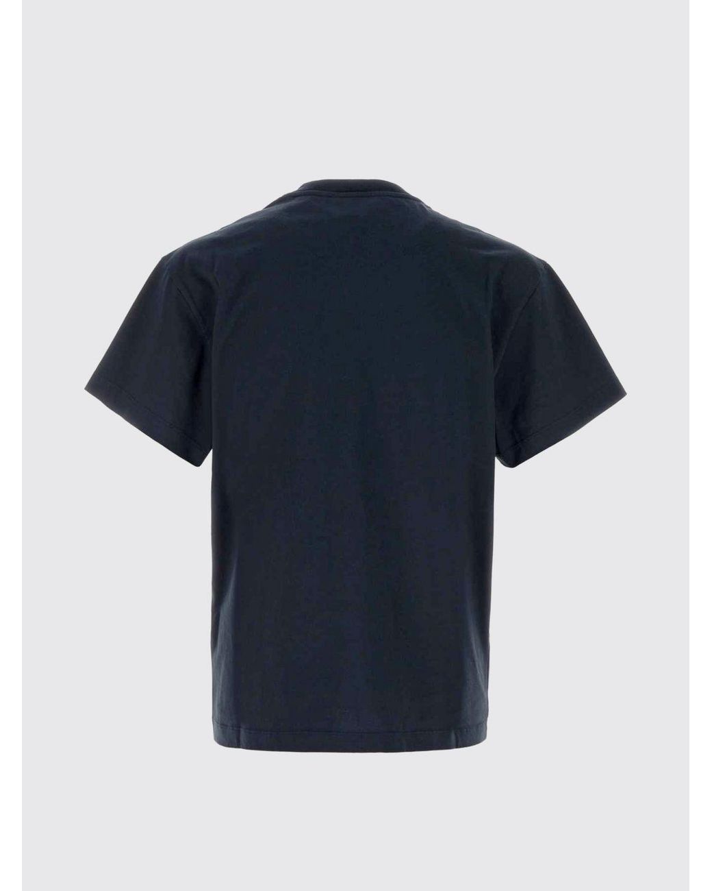 Jil Sander Blue Cotton Crewneck T-Shirt With Contrast Logo On Chest for men