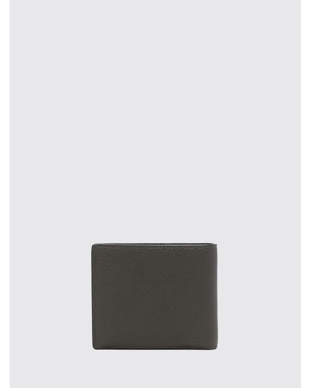 Tom Ford Gray Bifold Calf Leather Wallet With Coin Pocket And Laminated Logo for men