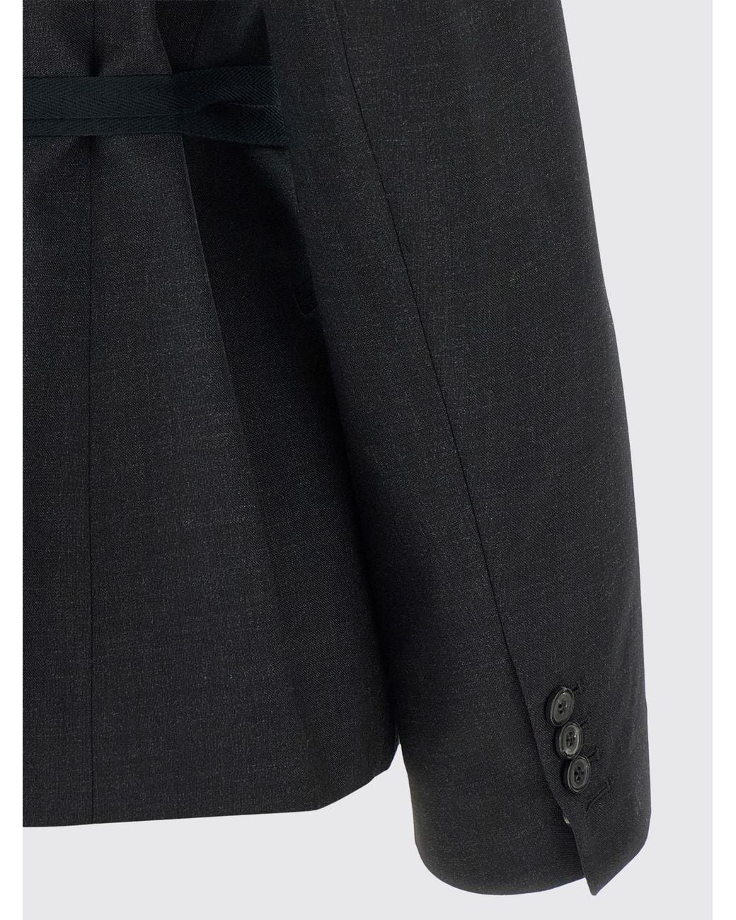 Maison Margiela Blue Short Robe-Style Wool Blazer With Peak Lapels And Belt