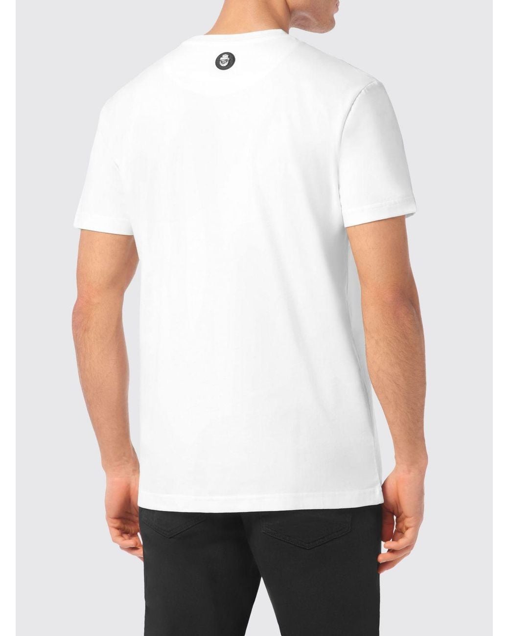 Billionaire White Embroidered Cotton T-Shirt for men