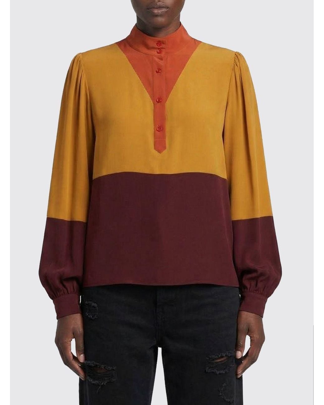 Saint Laurent Purple Silk Blouse