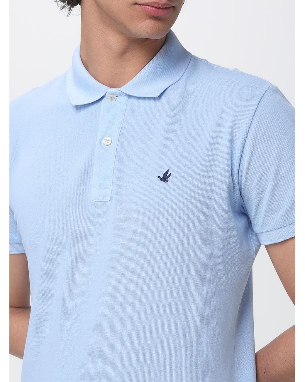 Brooksfield Blue Basic Cotton Polo Shirt With Logo for men