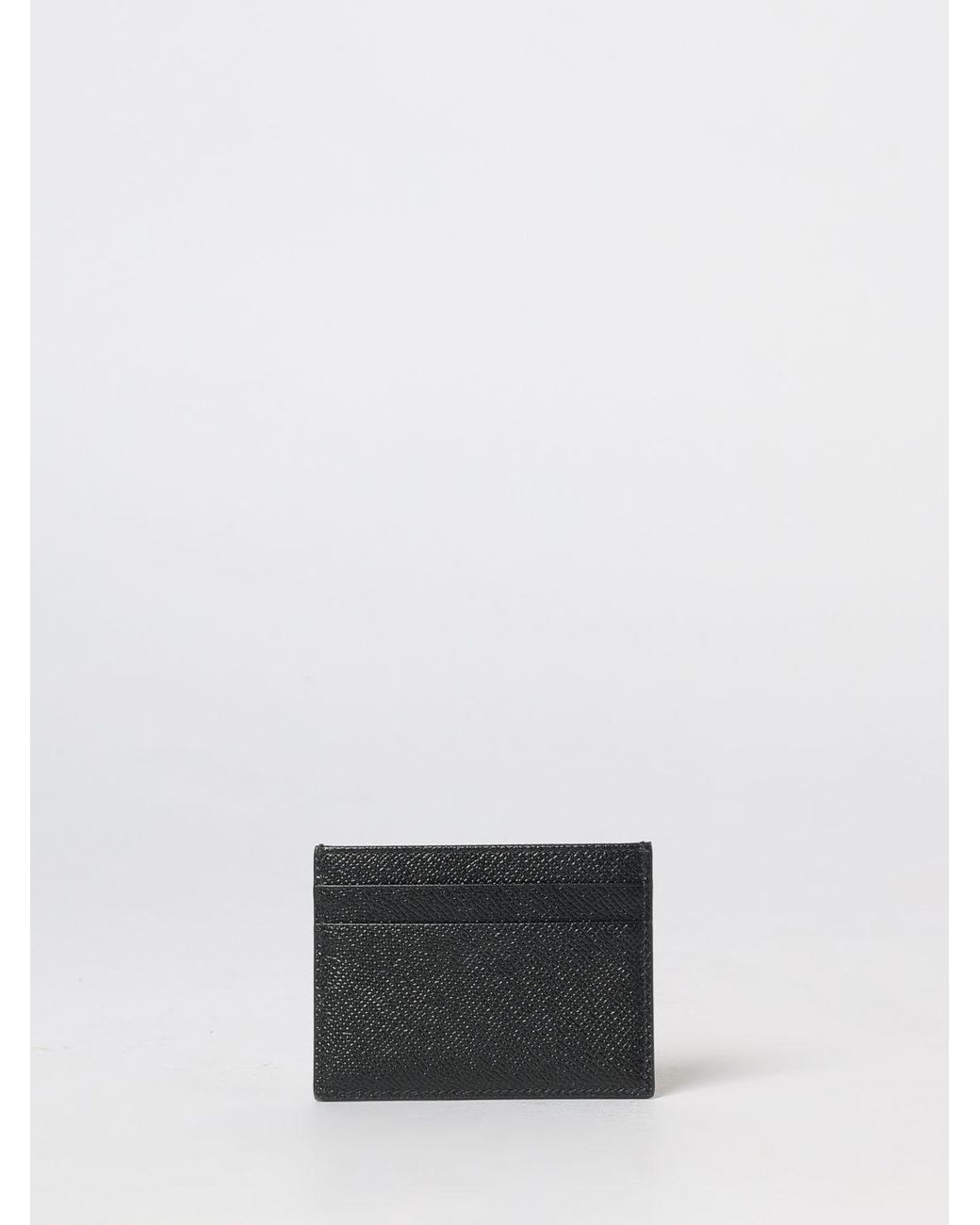 Dolce & Gabbana White Dolce &Amp Gabbana Grained Calfskin Card Holder With Metallic Logo