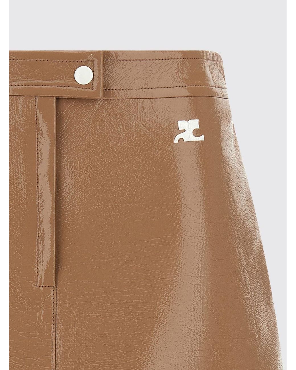 Courreges White CourrÈ Ges Embroidered Logo Coated Cotton Pencil Mini Skirt