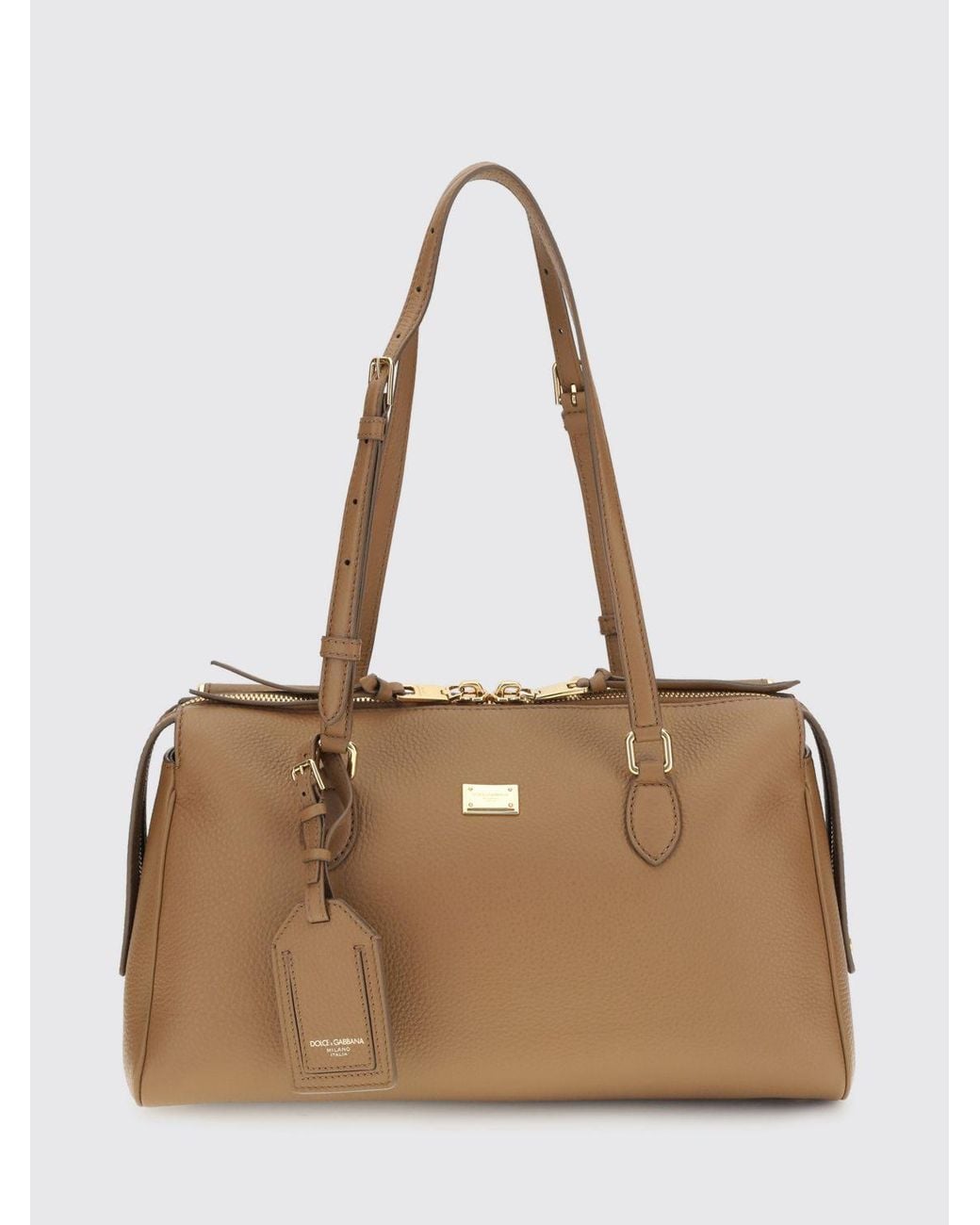 Dolce & Gabbana Natural Dolce &Amp Gabbana Vittoria Grained Calfskin Shoulder Bag