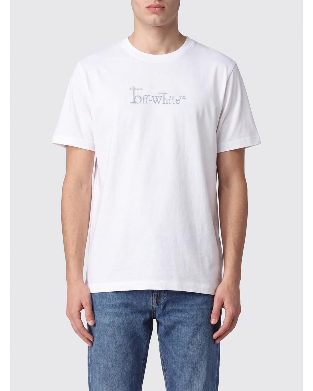 Off-White c/o Virgil Abloh White Crewneck Cotton T-Shirt With Contrasting Arrow Logo Print for men