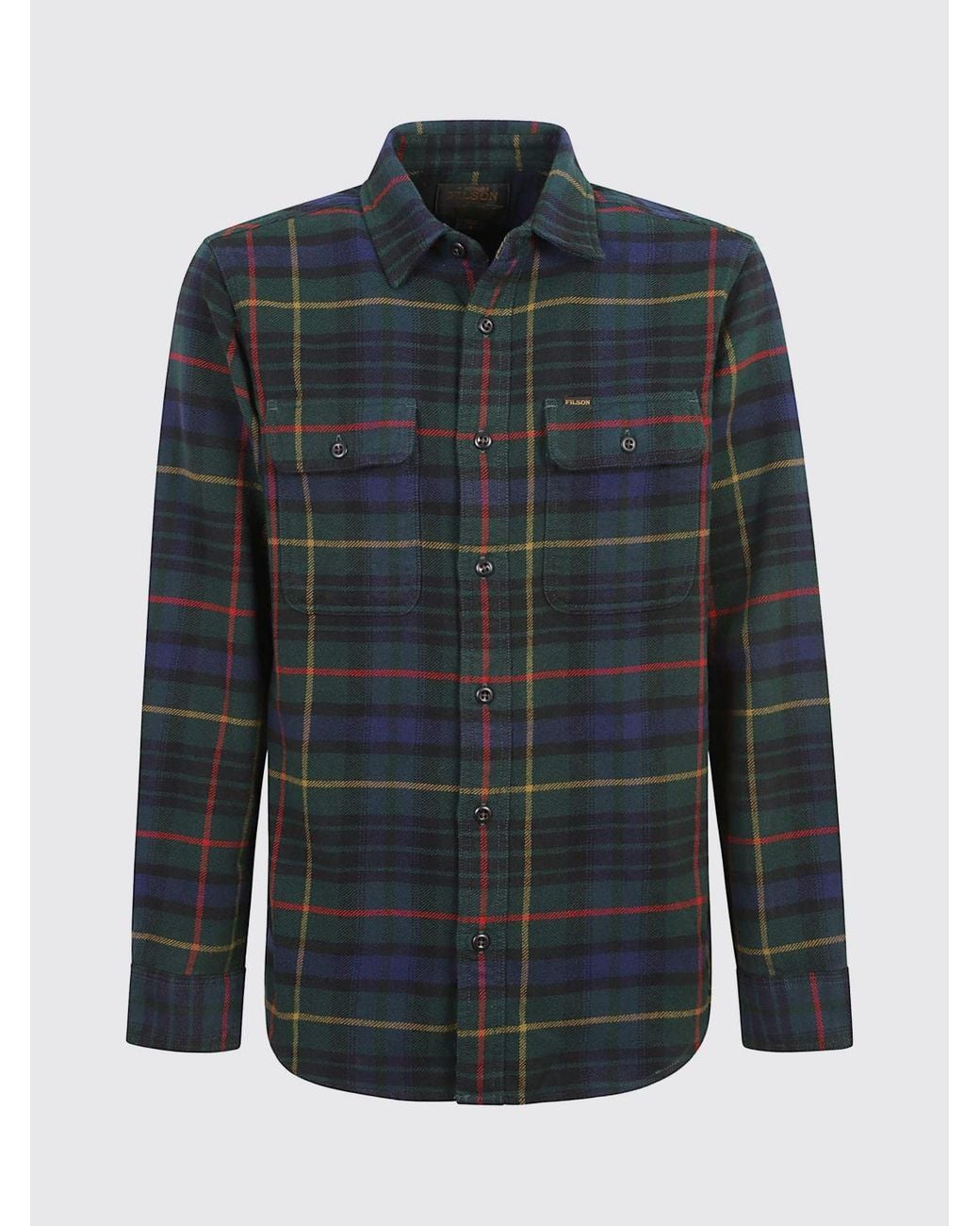Filson Blue Tartan Cotton Shirt With Flap Pockets for men
