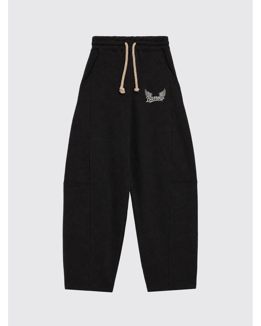 Barrow Black Wide-Leg High-Waisted Cotton Jogging Trousers With Drawstring
