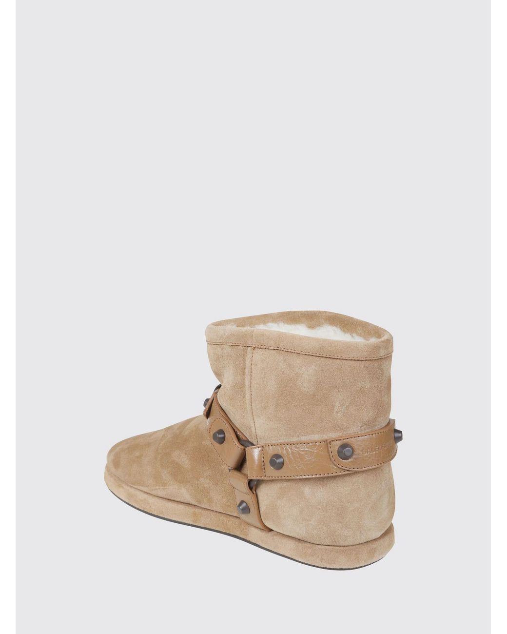 Balenciaga Natural Alaska Suede Ankle Boots With Studs And Shearling Lining