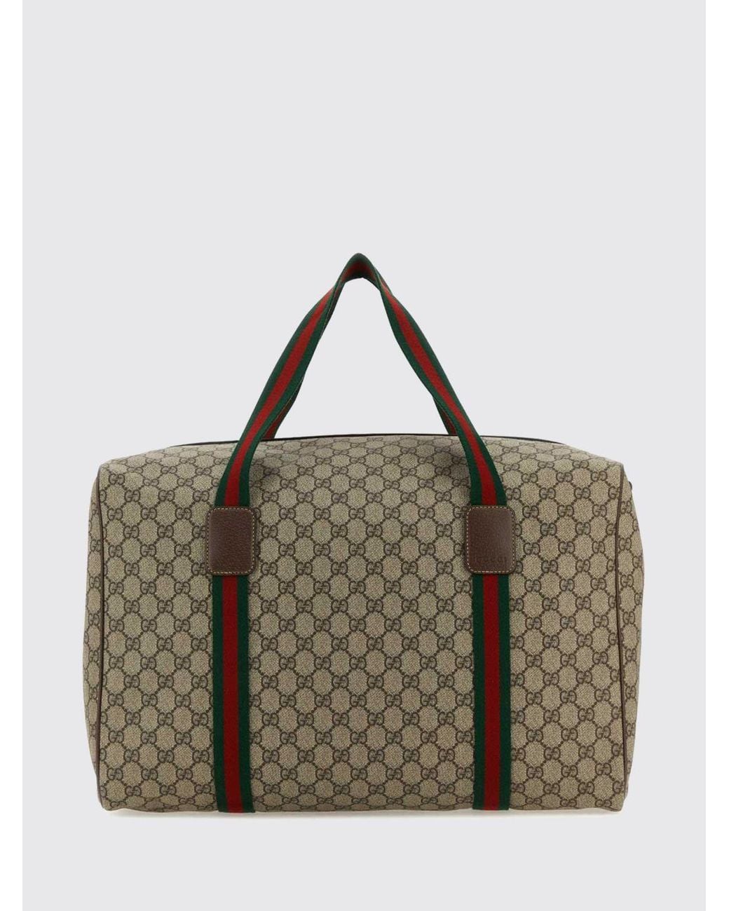 Gucci Brown Monogram Gg Supreme Fabric Duffle Bag With Double Handle for men