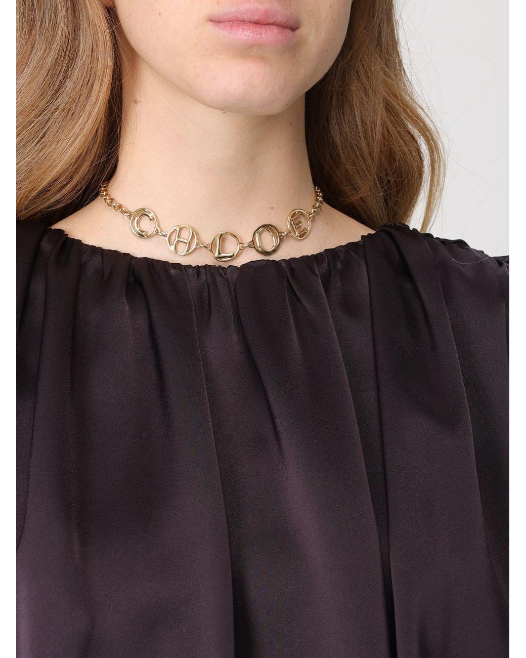 Chloé Natural ChloÉ Script Brass Necklace