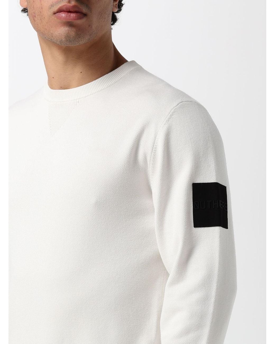OUTHERE White Crewneck Jumper With Dropped Shoulders for men